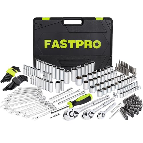 FASTPRO 249-Piece Mechanics Tool Set, SAE and Metric Socket Wrench Set, Include 1/2", 3/8", 1/4" Drive Sizes, Combination Wrenches, Ratchets, Hex Keys, Tool Kit for Auto Repairs and Maintenance - Image 1