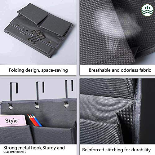 Elepure 5 Pockets Over the Door Organizer and Storage Hanging with Hooks, Wall Mount Office Supplies File Folders Document Holder for Notebooks, Paper,Supplies, Closets, Families, Filing (Gray) - Image 5