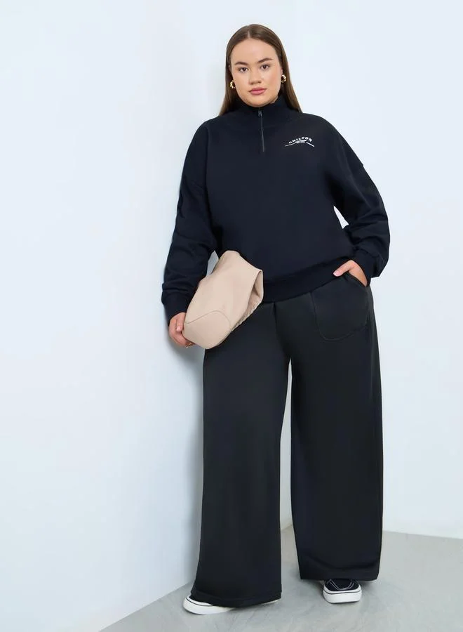 Plus Size Wide Leg Knit Joggers