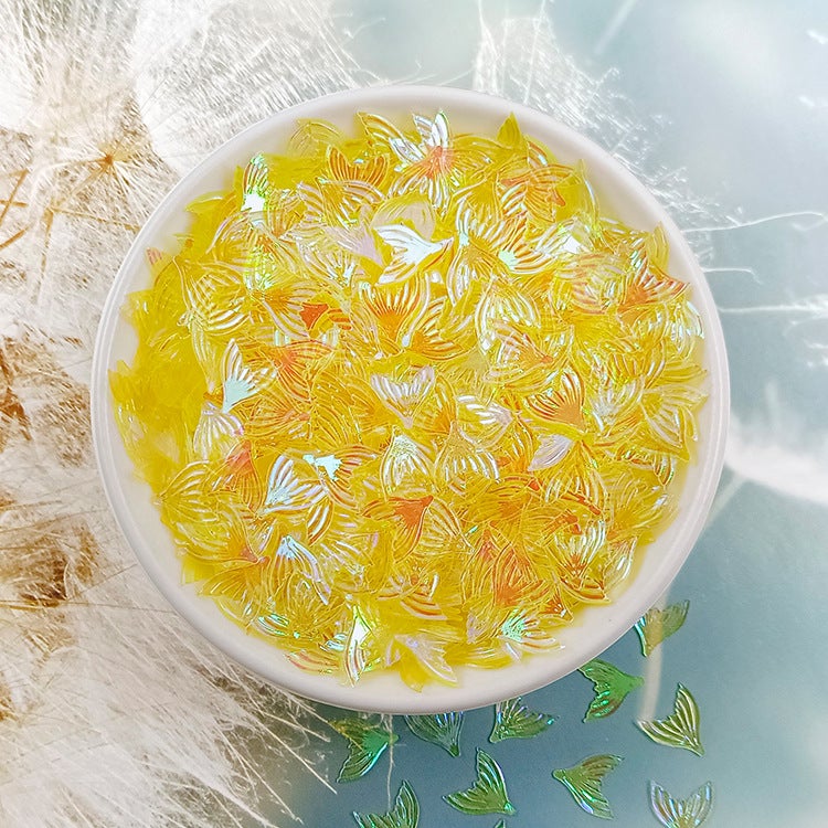 Ya Leduo Transparent Color 10MM Fishtail DIY Jewelry Accessories Golden Light Cross-border Beading Mermaid Ji Live Fishtail Bright C4 transparent color yellow-J129