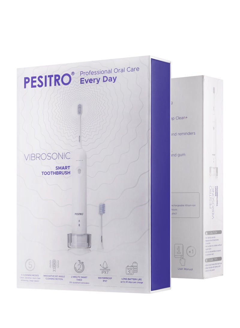 PESITRO VIBROSONIC Smart Electric Toothbrush – 50,000 Vibrations/Min, 5 Modes, UV-C Sterilization & USB-C Charging, Waterproof - Image 2