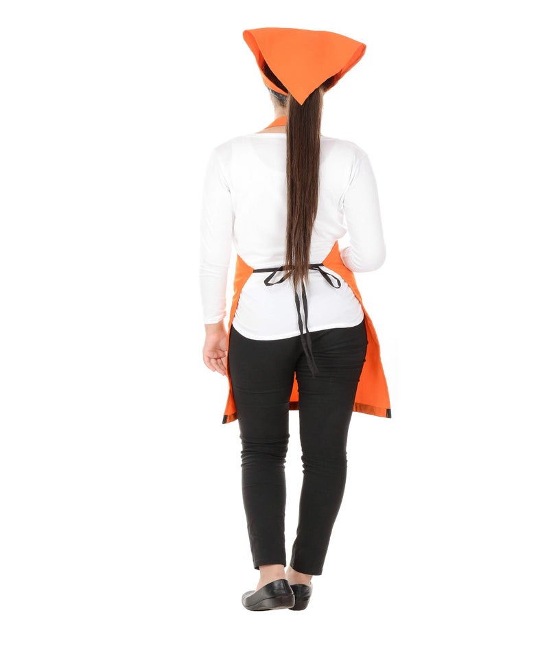 Switchon orange colour kitchen cooking apron with cap - Free size - Image 2