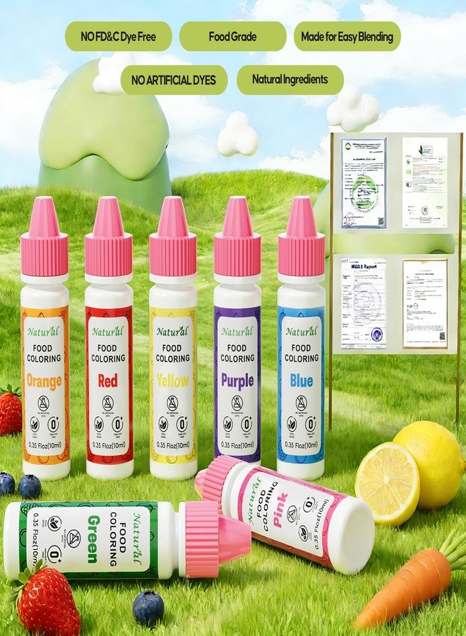 Cherrysea Natural Food Coloring 7 Colors Set 10ml, FD&C Dye Free & No Artificial Dyes Baking Supplies, Vibrant Rainbow Natural Edible Dye for Cake Decorating, Cookie Icing, Fondant Frosting & Slime| 0.35oz/Bottles - Image 4