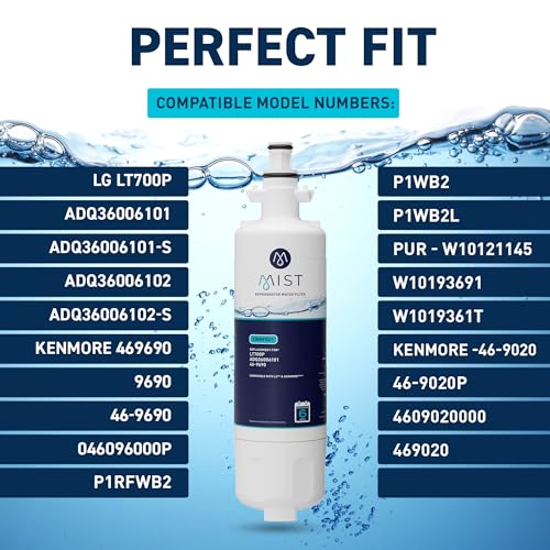 Mist ADQ36006101 Refrigerator Water Filter Replacement for LG LT700P, ADQ36006102, Kenmore 469690, Fridge LFX25978SB – NSF 42 Certified – 1 Pack - Image 3