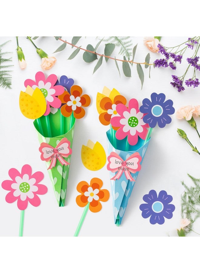 BeYumi Flower Bouquet Craft Kit - 72Pcs Mother's Day Flower Bouquet Craft in Two Colors for Kids Make Your Own Bunch of Flowers Teacher Appreciation Week DIY Gift School Classroom Home Fun Activities - Image 5