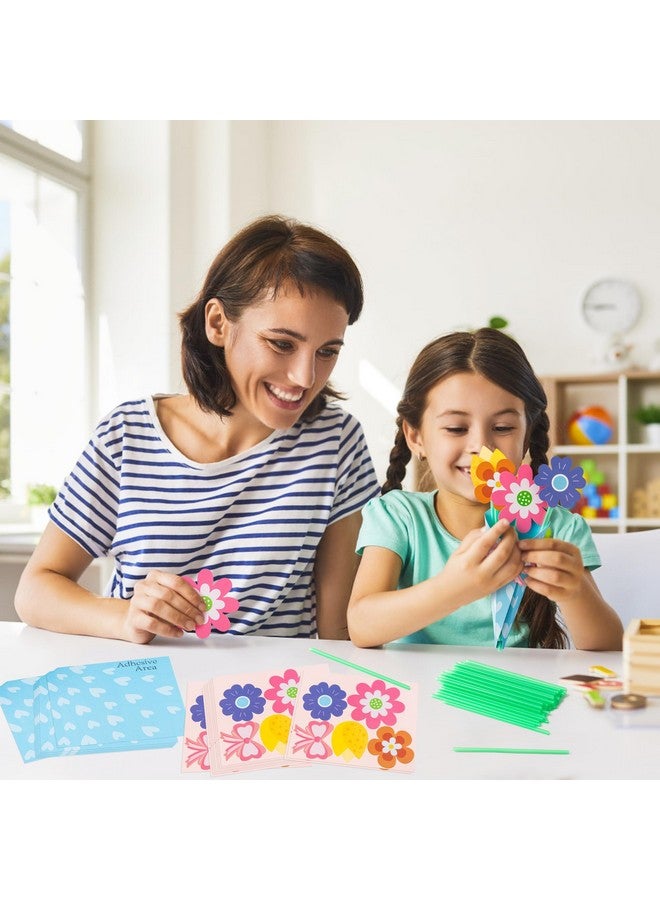 BeYumi Flower Bouquet Craft Kit - 72Pcs Mother's Day Flower Bouquet Craft in Two Colors for Kids Make Your Own Bunch of Flowers Teacher Appreciation Week DIY Gift School Classroom Home Fun Activities - Image 4