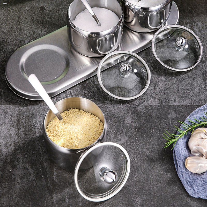 🍳 برطمان توابل من الفولاذ المقاوم للصدأ حاوية ملح متعددة الاستخدامات لتخزين التوابل - Image 1