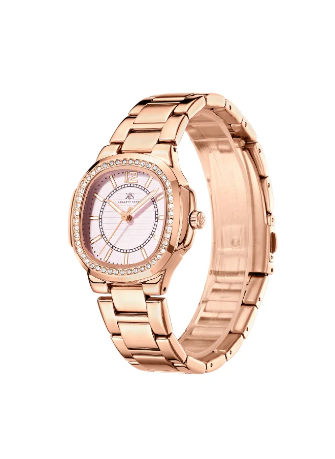 كينيث سكوت Women's Watch, Analog Display and Stainless Steel Strap - K24507-RBKP, Rose Gold