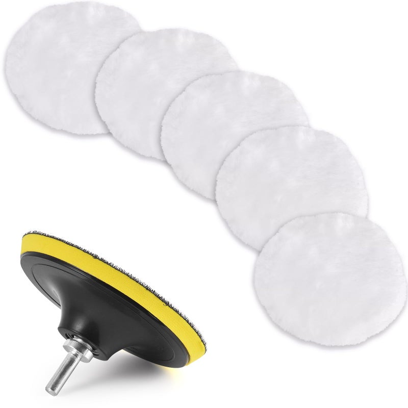 Kshineni 7 Pcs 3 Inch 80 mm Wool Buffing Polishing Pad Car Polisher Buffer Drill Attachment with M10 Drill Adapter - Image 3