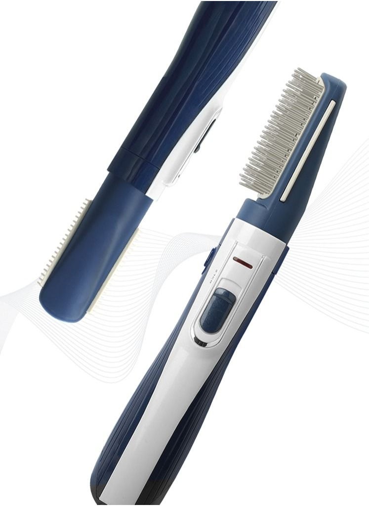Uliova - Uliova Hair Straightening Comb Lightweight Quick Heating Air Hair Dryer Uniform Heating Comb Travel Friendly Hair Straighter Blue White - Image 1
