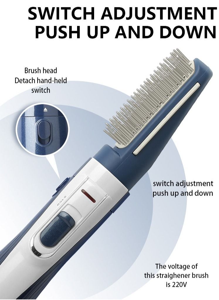Uliova - Uliova Hair Straightening Comb Lightweight Quick Heating Air Hair Dryer Uniform Heating Comb Travel Friendly Hair Straighter Blue White - Image 1