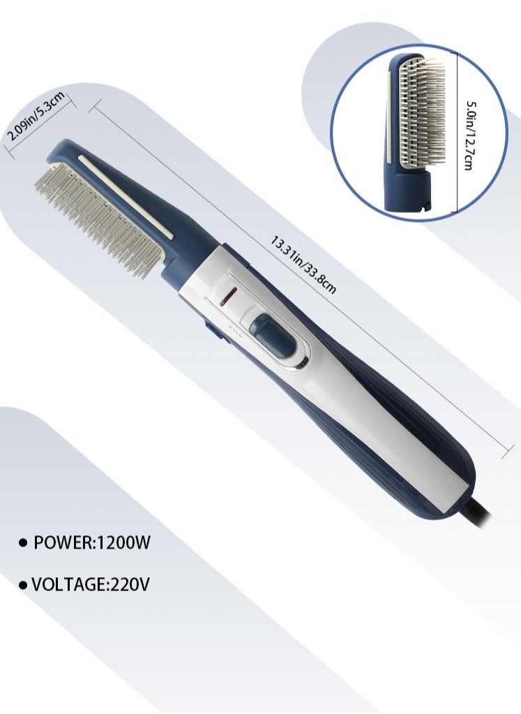 Uliova - Uliova Hair Straightening Comb Lightweight Quick Heating Air Hair Dryer Uniform Heating Comb Travel Friendly Hair Straighter Blue White - Image 1