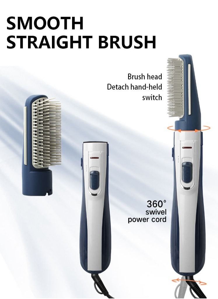 Uliova - Uliova Hair Straightening Comb Lightweight Quick Heating Air Hair Dryer Uniform Heating Comb Travel Friendly Hair Straighter Blue White - Image 1
