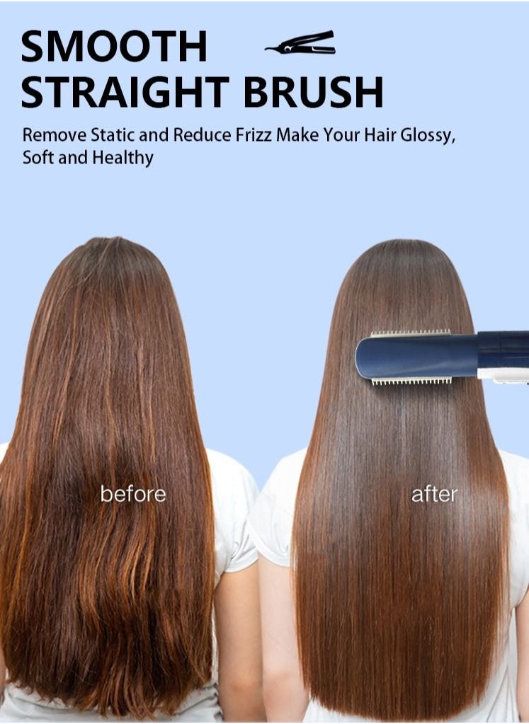 Uliova - Uliova Hair Straightening Comb Lightweight Quick Heating Air Hair Dryer Uniform Heating Comb Travel Friendly Hair Straighter Blue White - Image 1