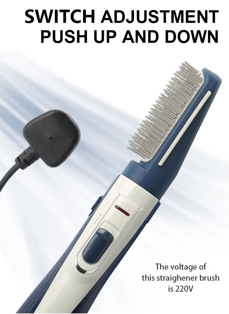 Uliova - Uliova Hair Straightening Comb Lightweight Quick Heating Air Hair Dryer Uniform Heating Comb Travel Friendly Hair Straighter Blue White - Image 1
