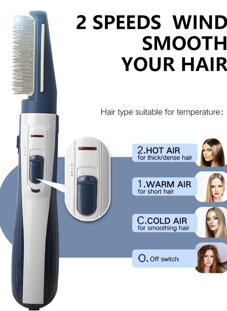 Uliova - Uliova Hair Straightening Comb Lightweight Quick Heating Air Hair Dryer Uniform Heating Comb Travel Friendly Hair Straighter Blue White - Image 1