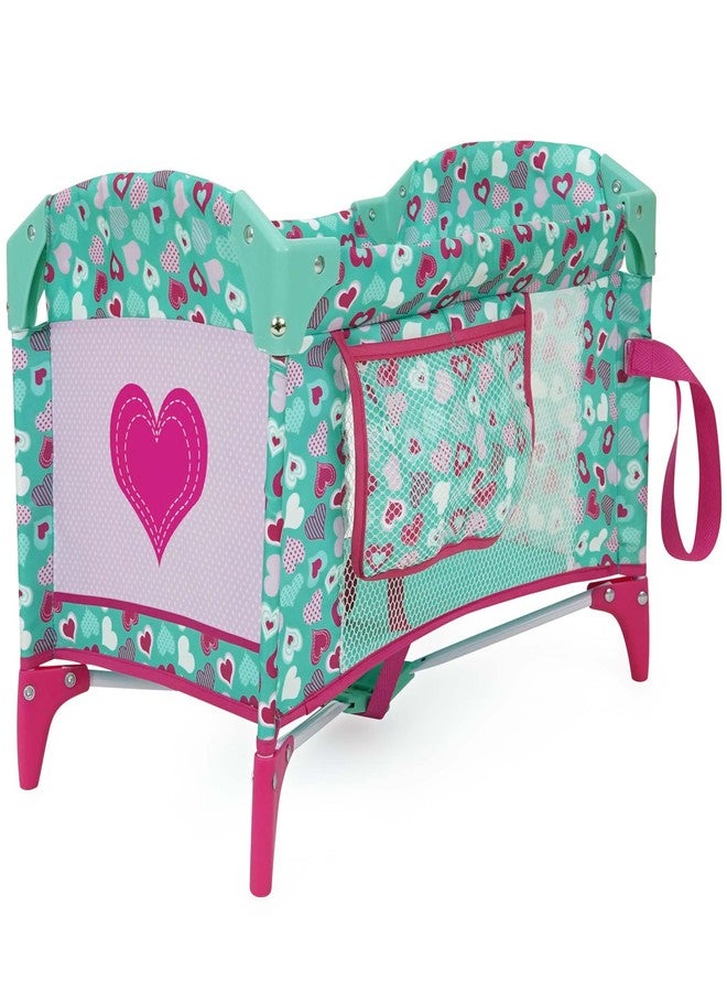 509 Crew: Mint Heart - Dream n' Fun Doll Play Yard - وردي وأخضر، سرير نوم محمول، جيوب تخزين، ألعاب - دمى - حيوانات محشوة، للأطفال من عمر 3 سنوات فما فوق - Image 1