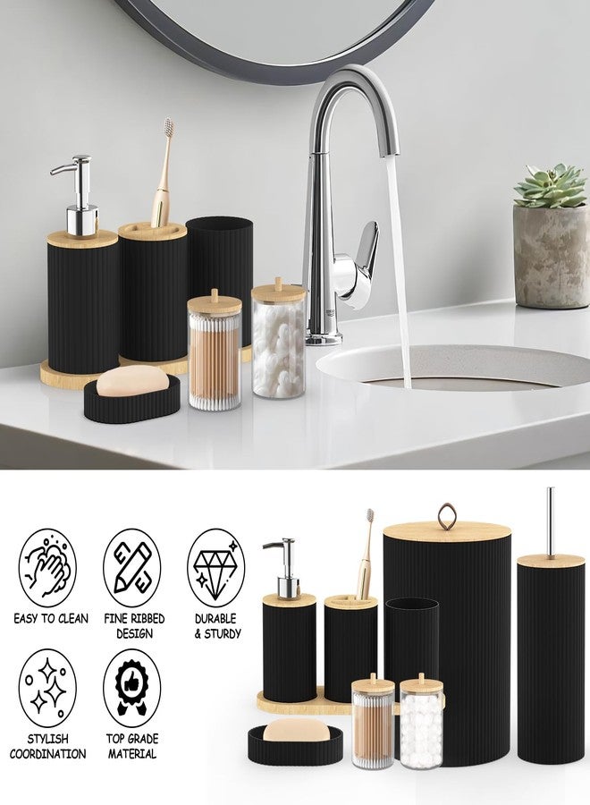 PLIOW Bathroom Accessories Set - 22PCS Black Bathroom Set with Shower Curtain,Trash Can,Toilet Brush Holder Set & Soap Dispenser - Stylish & Functional Bath Decor for Home, Apartment - Image 4