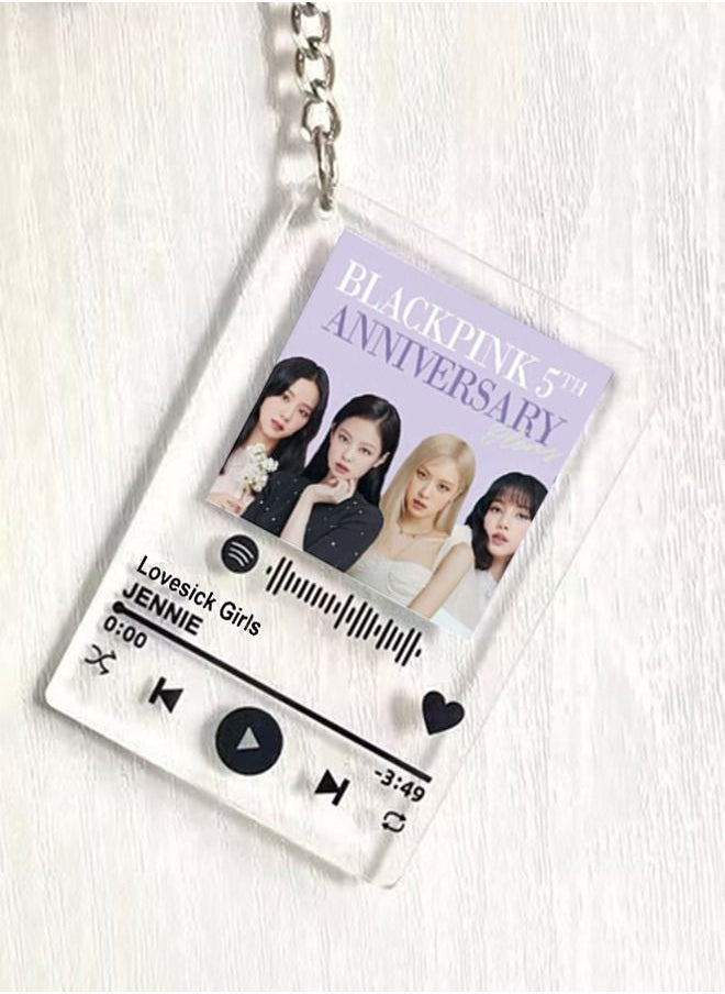 Generic - Blackpink Acrylic Keychain Key Ring With Chain,The Pattern Is High Definition And Natural, Highly Reproducing The Pattern,Smooth Edges Without Cutting Hands - Image 1