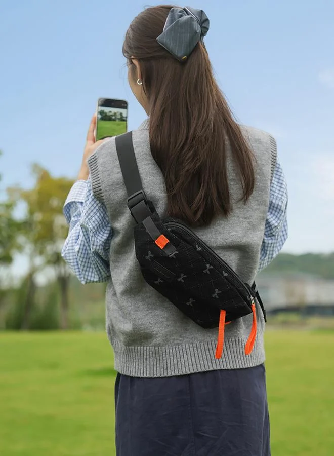 Take Two Black Corduroy Crossbody Bag with Bow Detail