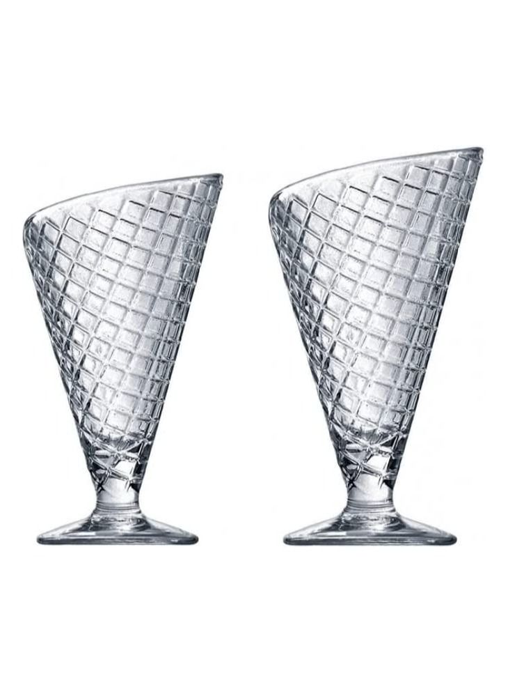 Italian clear glass gelato biscuit ice cream cup, 2 pieces, from Bormioli Rocco, 1 28 CL
