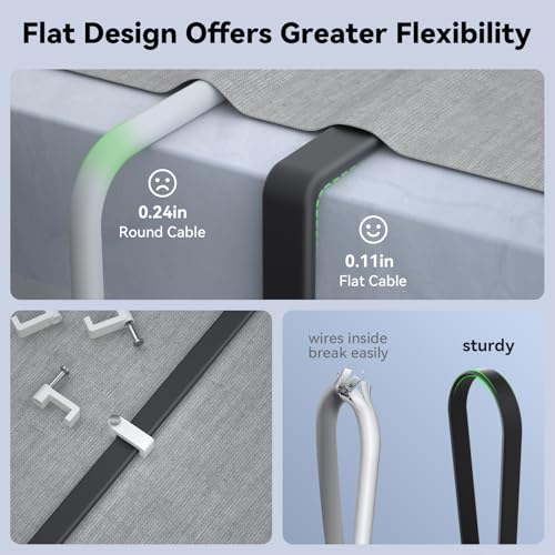 BUSOHE Cat 8 Ethernet Cable 60 FT, 40Gbps 2000MHz Cat8 High Speed Flat Internet Network Patch Cord, SFTP Shielded LAN Wire with Gold Plated RJ45 Connector, with Clips, Outdoor Indoor- 60FT Black - Image 3