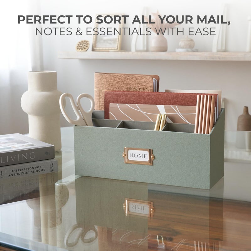 KIBAGA Stylish Linen Mail Organizer for Your Countertop â€“ Easily Organizes Pens, Mail & More in Spacious Compartments on Any Desktop â€“ The Perfect Desk Sorter for Paper & Office Essentials - Image 5