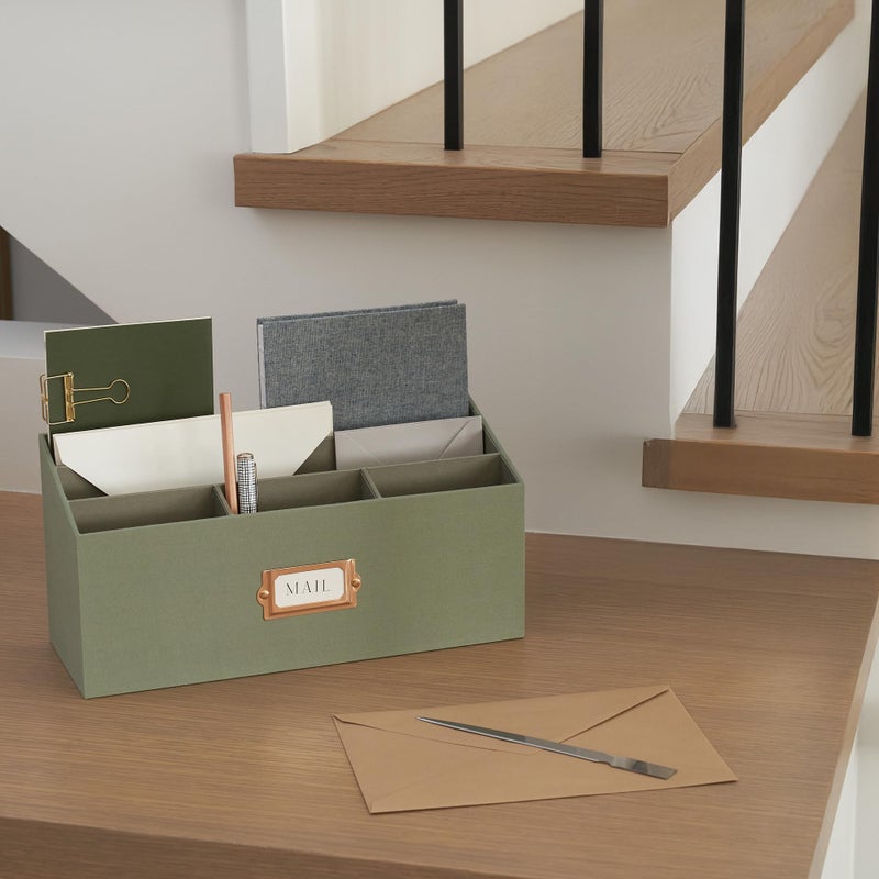 KIBAGA Stylish Linen Mail Organizer for Your Countertop â€“ Easily Organizes Pens, Mail & More in Spacious Compartments on Any Desktop â€“ The Perfect Desk Sorter for Paper & Office Essentials - Image 3