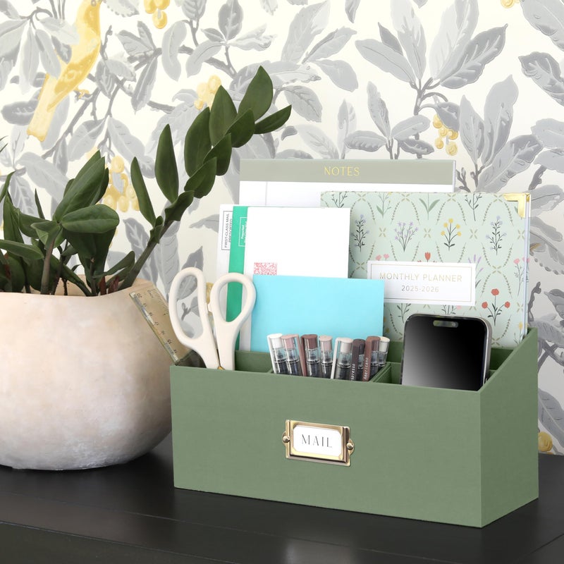 KIBAGA Stylish Linen Mail Organizer for Your Countertop â€“ Easily Organizes Pens, Mail & More in Spacious Compartments on Any Desktop â€“ The Perfect Desk Sorter for Paper & Office Essentials - Image 4