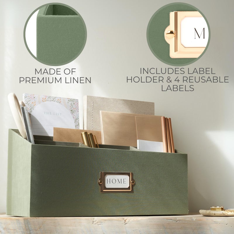 KIBAGA Stylish Linen Mail Organizer for Your Countertop â€“ Easily Organizes Pens, Mail & More in Spacious Compartments on Any Desktop â€“ The Perfect Desk Sorter for Paper & Office Essentials - Image 2