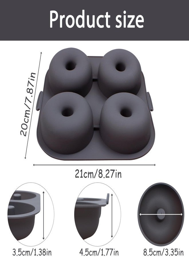 Fchil Silicone Donut Molds for Air Fryer, Set of 1, 4-Cavity Non-Stick Doughnut Pans with Carrying Handle, Doughnut Bagel Baking Tin for Muffins Cake, Dishwasher Safe, Grey - Image 2