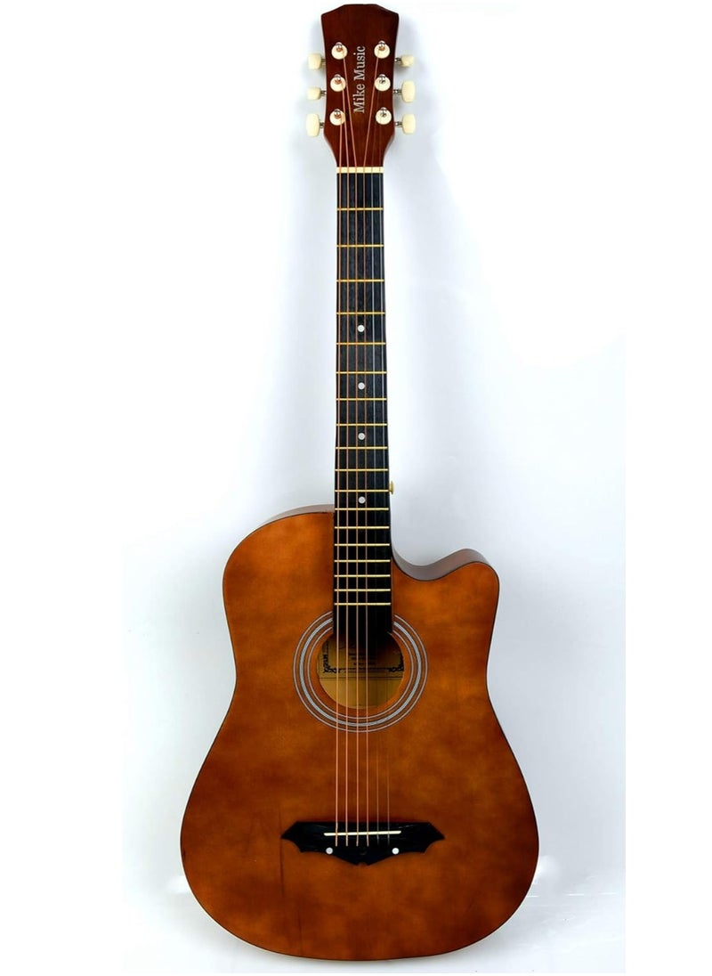 Mike Music 38 Inch Acoustic Guitar for Beginner Adult Teen, Full Size Guitar Acoustic 6-Strings Acoustic Guitar Set With Accessories Gig Bag, Picks, Right Hand, Matte Brown  - Image 4