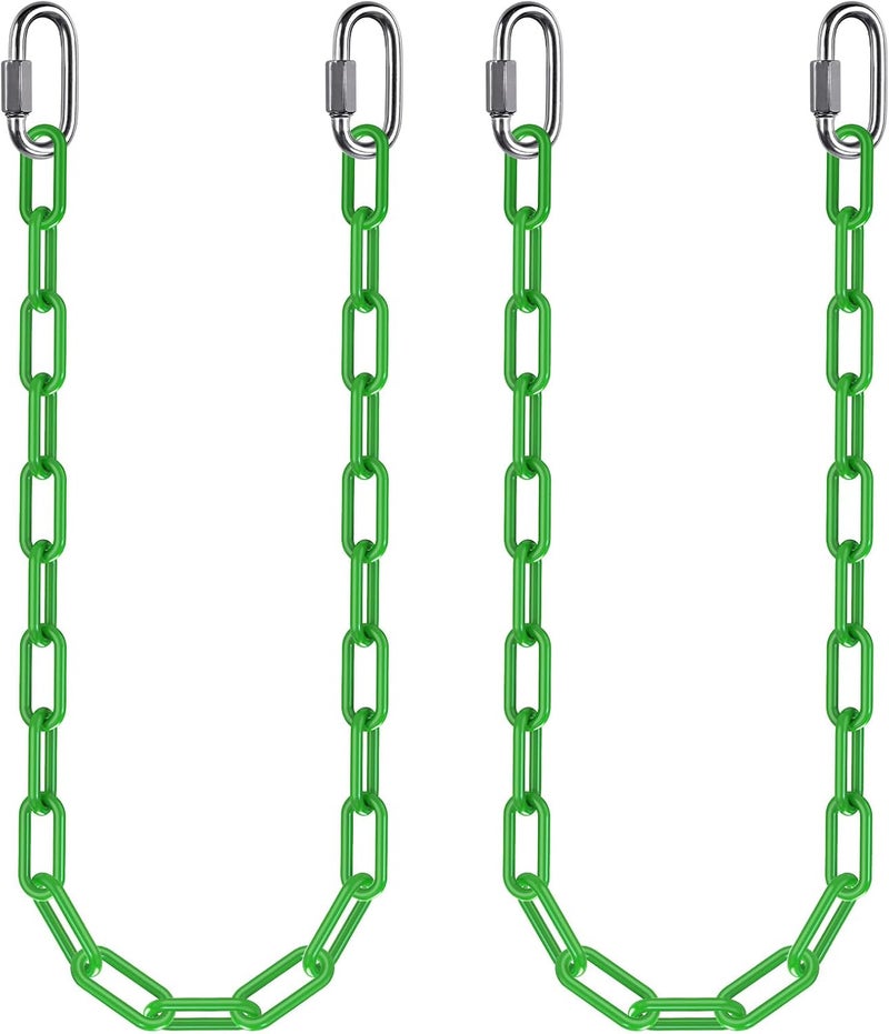 BeneLabel 2Pcs 40" Heavy Duty Hanging Chains with Carabiners 1000 LBs Capacity Swing Extension Chain with Hooks Hammock Chains Green Coated Chain for Hanging Chair, Punching Bags, Swing Chair, Egg Chairs - Image 1