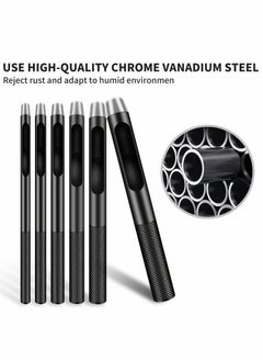 Y&D Leather Hole Punch, 6 Pcs Round Hollow Punch Set, Industrial Grade Black  - Image 4