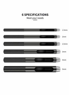 Y&D Leather Hole Punch, 6 Pcs Round Hollow Punch Set, Industrial Grade Black  - Image 2