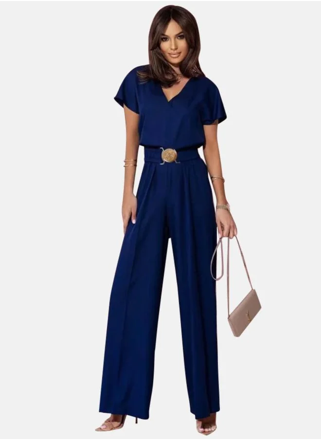 يونيكي Navy Blue Solid Jumpsuit