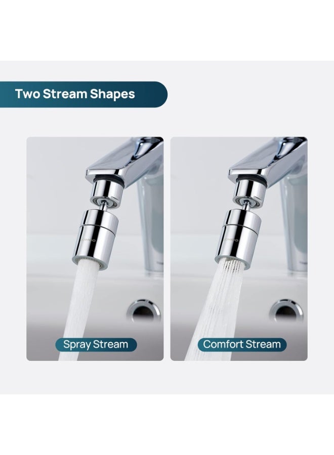 Jomoo مُعَزِّز صنبور توفير المياه، مُمدِّد صنبور دوار بزاوية 360° مقاوم للتنقيط لمغسلة المطبخ، رأس رشاش صنبور مزدوج الوظيفة بتدفقين لمغسلة الحمام، كروم - Image 2