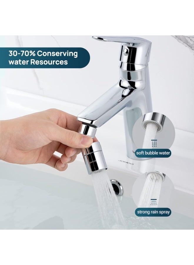 Jomoo مُعَزِّز صنبور توفير المياه، مُمدِّد صنبور دوار بزاوية 360° مقاوم للتنقيط لمغسلة المطبخ، رأس رشاش صنبور مزدوج الوظيفة بتدفقين لمغسلة الحمام، كروم - Image 3