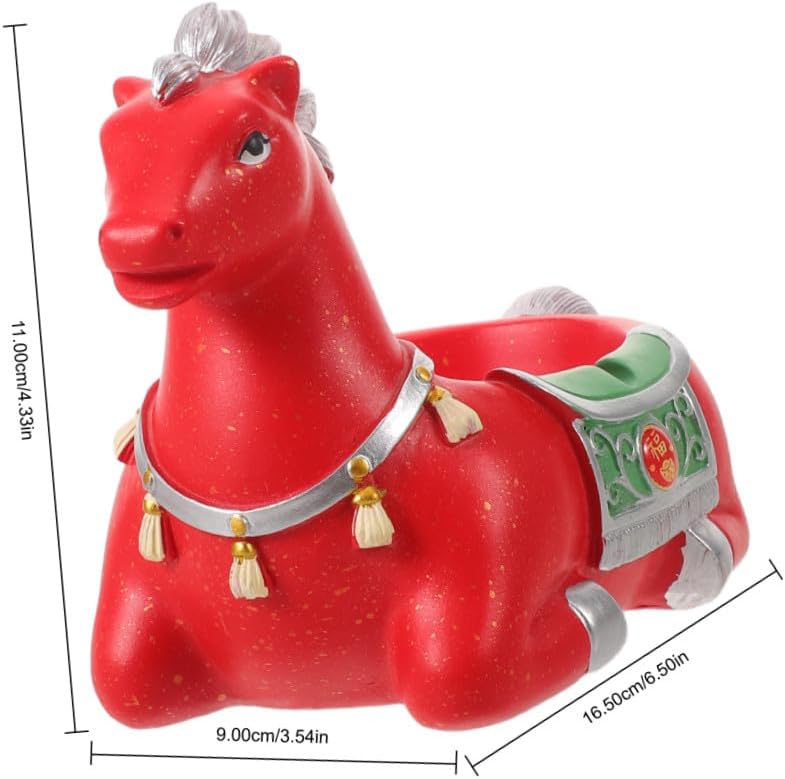 Ceramic Desktop Ashtray Zodiac Horse Red Porcelain Smokers Ash Holder Tabletop Ashtray for Outdoor Patio Home Use - Image 2