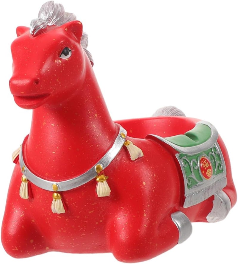 Ceramic Desktop Ashtray Zodiac Horse Red Porcelain Smokers Ash Holder Tabletop Ashtray for Outdoor Patio Home Use - Image 1