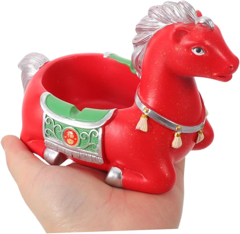Ceramic Desktop Ashtray Zodiac Horse Red Porcelain Smokers Ash Holder Tabletop Ashtray for Outdoor Patio Home Use - Image 4