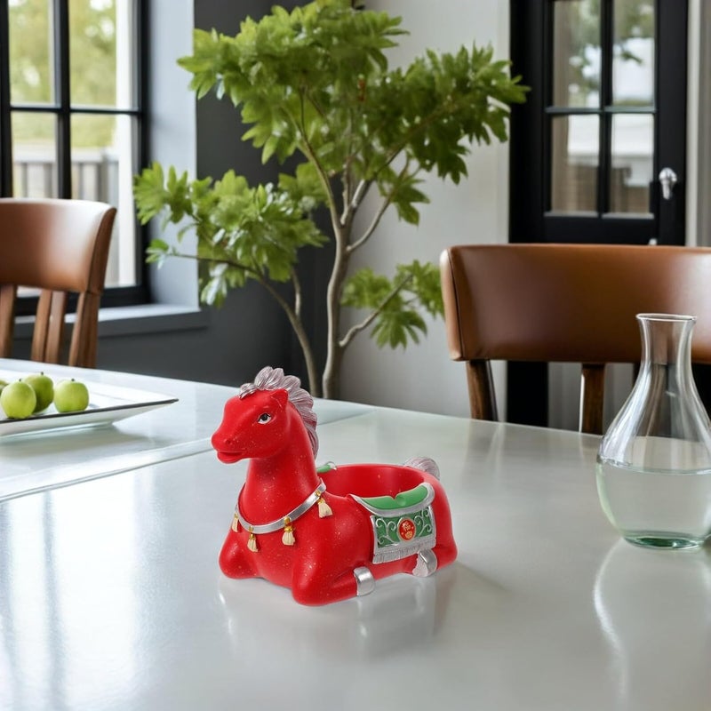 Ceramic Desktop Ashtray Zodiac Horse Red Porcelain Smokers Ash Holder Tabletop Ashtray for Outdoor Patio Home Use - Image 5