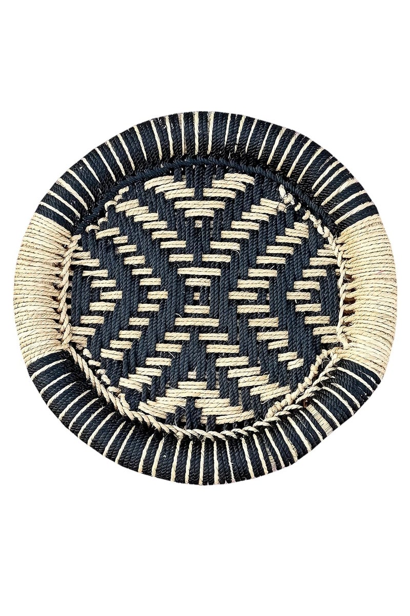 YASHIKA CREATION YASHIKA CREATION Natural Bamboo MuddamudahmoraChair Stool with Black and Beige 15 X 15 2 Pieces  - Image 5