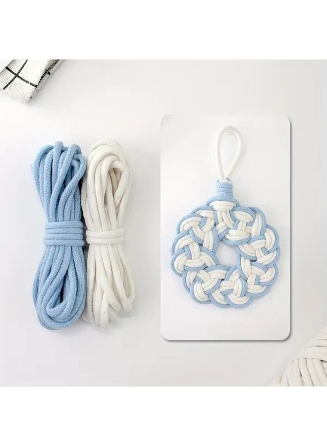 Macrame Coaster DIY Kit For Beginners Light Blue G11 Natural Color N01 - Image 1