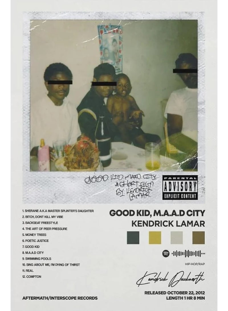 TNESSENTIAL KENDRICK LAMAR  GOOD KID MAAD CITY  CANVAS POSTER - Image 1