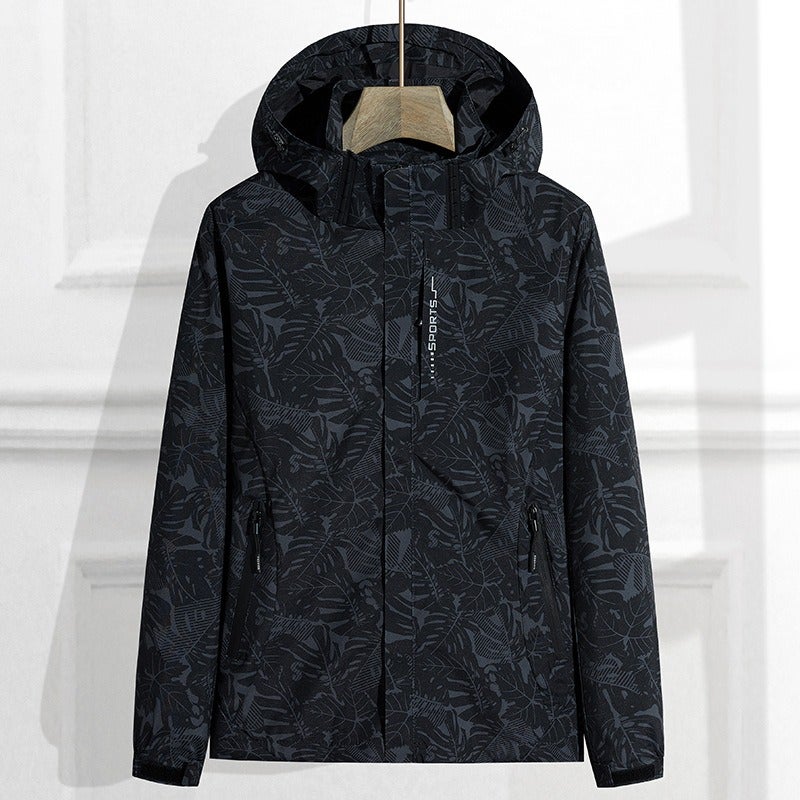 WU Men's Outdoor Hiking Jacket Waterproof Windbreaker Hooded Lightweight Trekking Coat with Logo Customization - Image 1