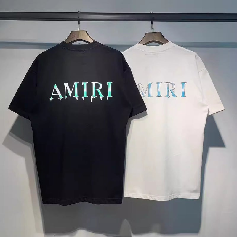 Real S 2024 Digital High-Definition Printing Amiri Letter Pattern Youth Cotton Short Sleeve T-Shirt - Image 5