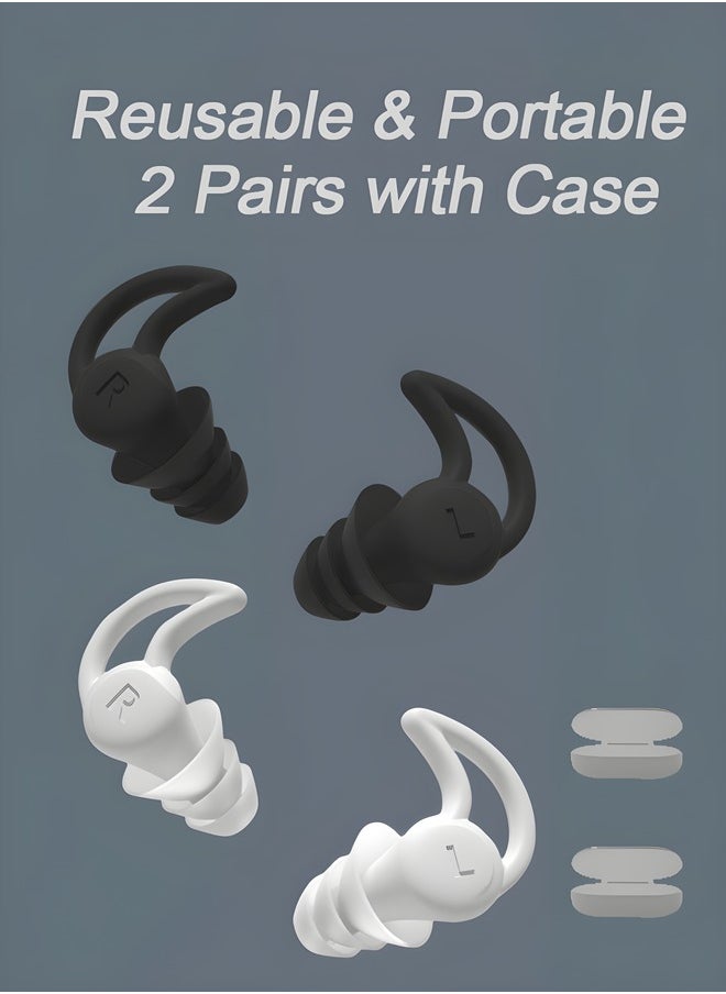 OAGA - Soundproof Earplugs, Ear Plugs for Sleeping, Reusable Silent Anti-Noise Dormitory Nap, Airplanes Swimming Concerts Travel and Hearing Protection Easy to Use and Carry with Storage Box(2 Pairs) - Image 1