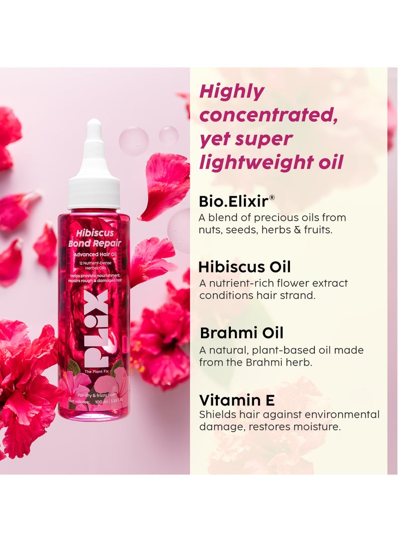PLIX THE PLANT FIX Hibiscus Bond Repair Advanced Hair Oil for Damaged Hair - 100ml Repairs Damaged Hair Due To Heat Styling Restores Strength & Reduces Breakage - Image 3