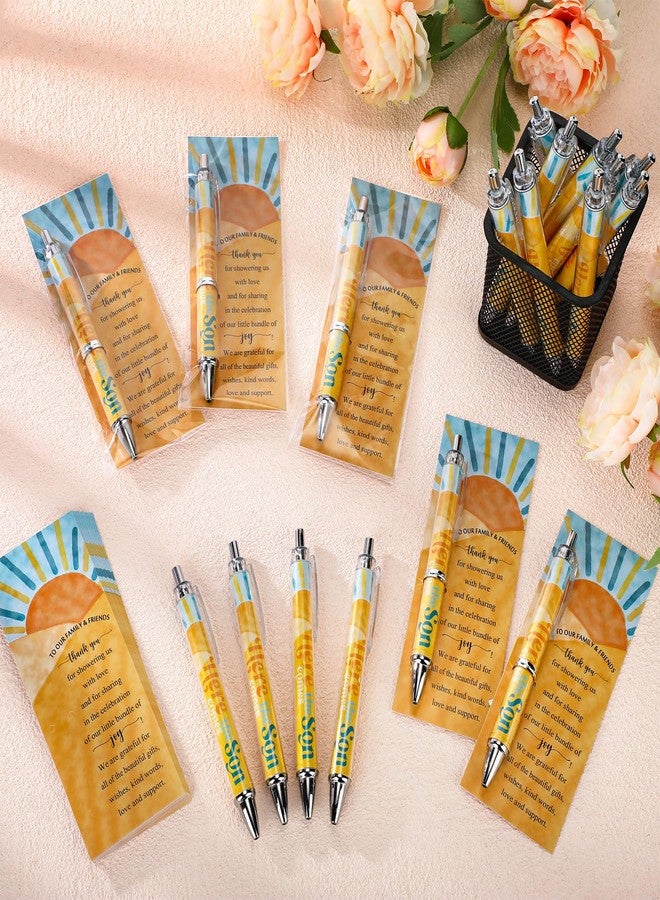 Dinifee 36 Sets Here Comes the Son Baby Shower Favors Bulk Includes Rolling Paper Ballpoint Pens Greeting Bookmarks for Boho Sun Birthday Gender Reveal Party Game Prize Party Favors Return Gifts - Image 4